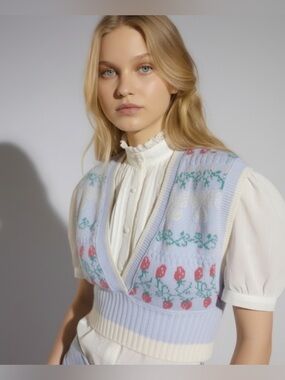 🍓URBAN OUTFITTERS Cropped Strawberry Sweater Vest